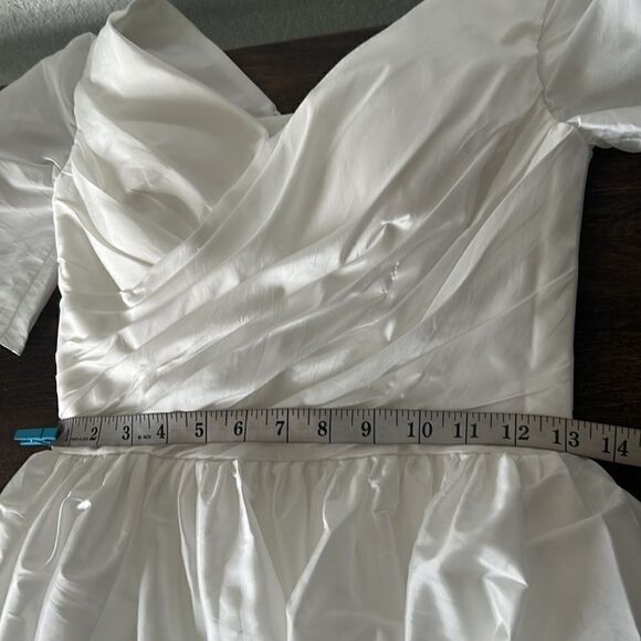 Classical A-Line V-Neck Short Sleeve Pleats Bohemain Lace Wedding  Dress - Picture 15 of 16